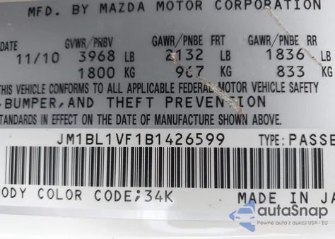 2011 Mazda Mazda3 from USA, damaged, VIN JM1BL1VF1B1426599